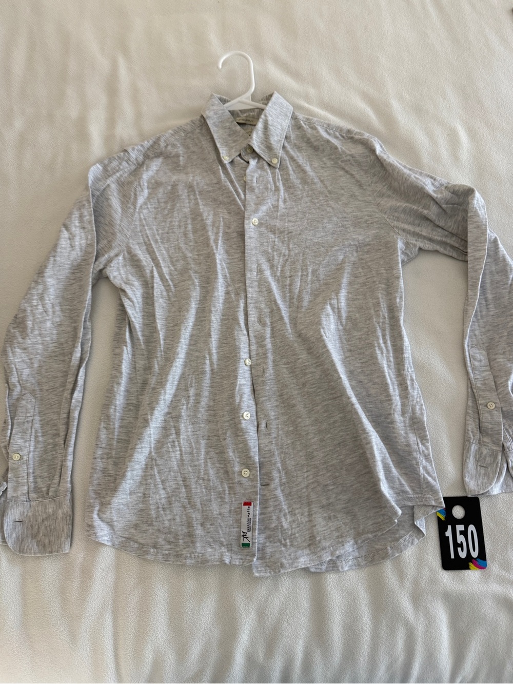 Men's Light Gray Casual Button-Down Shirt